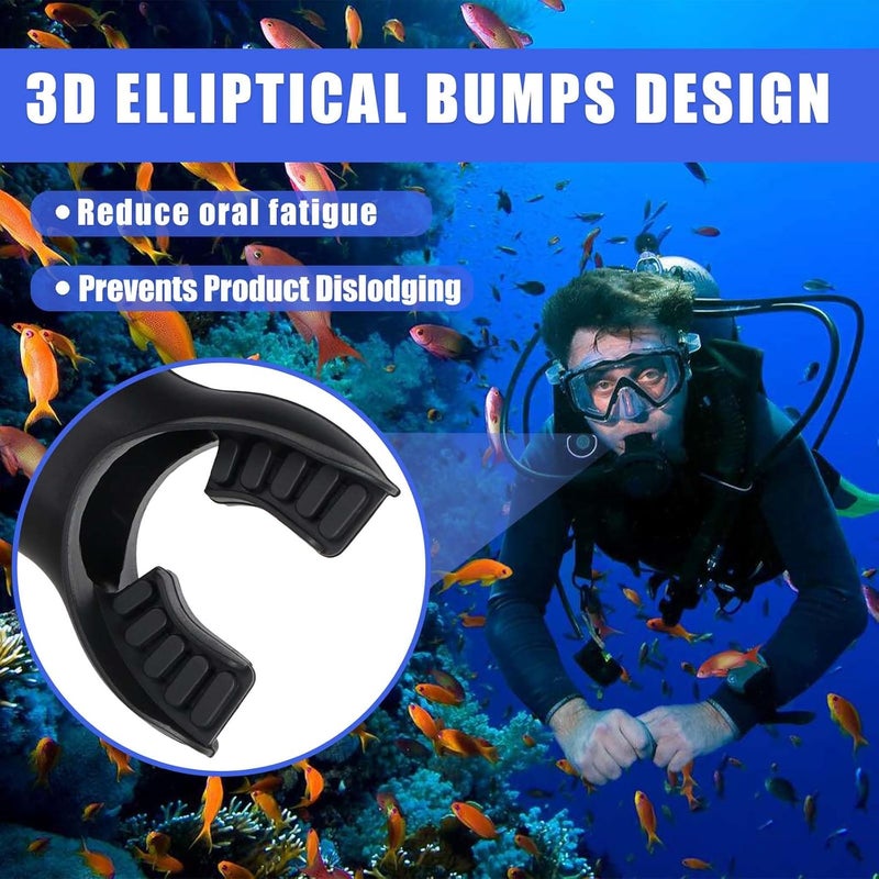 JUSTOOP Store Scuba Diving Mouthpiece, Silicone Snorkel Mouthpiece Regulator Replacement with Regulator Tie Fits Most Standard Regulators Scuba Diving Accessories, Orange/Black/Yellow/Green - Image 2